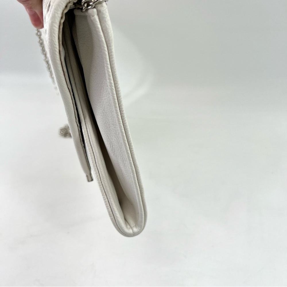 Woven Faux Leather envelope‎ clutch shoulder Bag White Silver lulu Townsend - Picture 11 of 14